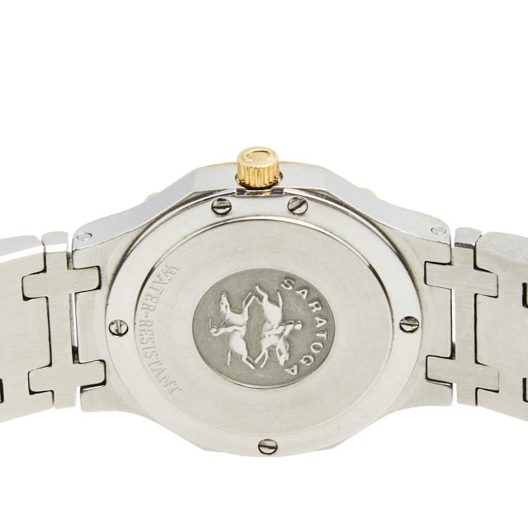 مملوكة مسبقًا Concord Champagne 18K Yellow Gold Stainless Steel Diamond Saratoga 15.73.287/1 Women's Wristwatch 23 mm