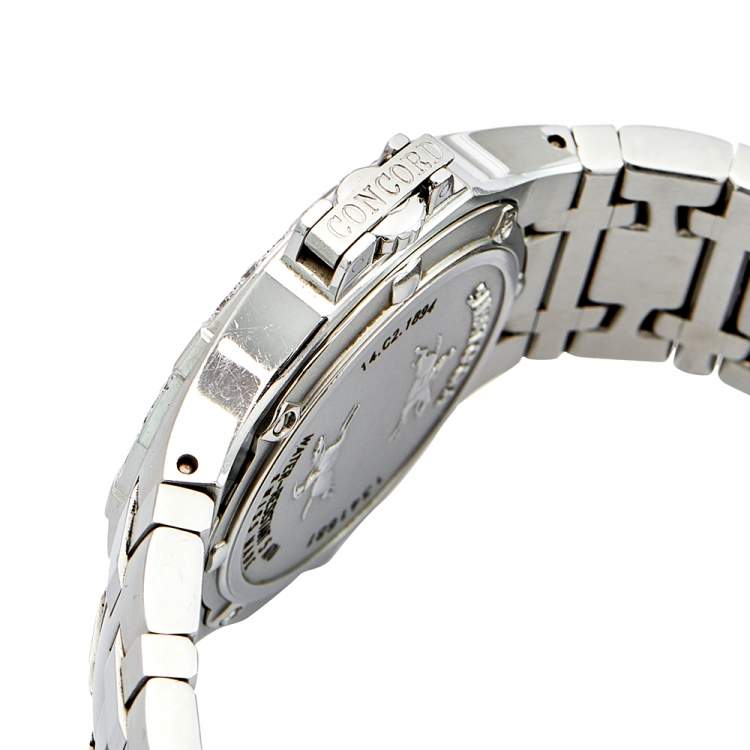 مملوكة مسبقًا Concord Silver Stainless Steel Diamond Saratoga 14.C2.1894 Women's Wristwatch 37 mm 