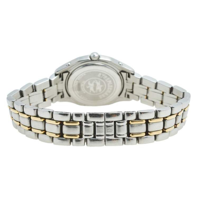 Pre Owned Concord White Two Tone Stainless Steel Steeplechase 15.36.260.4 Women's Wristwatch 26 mm