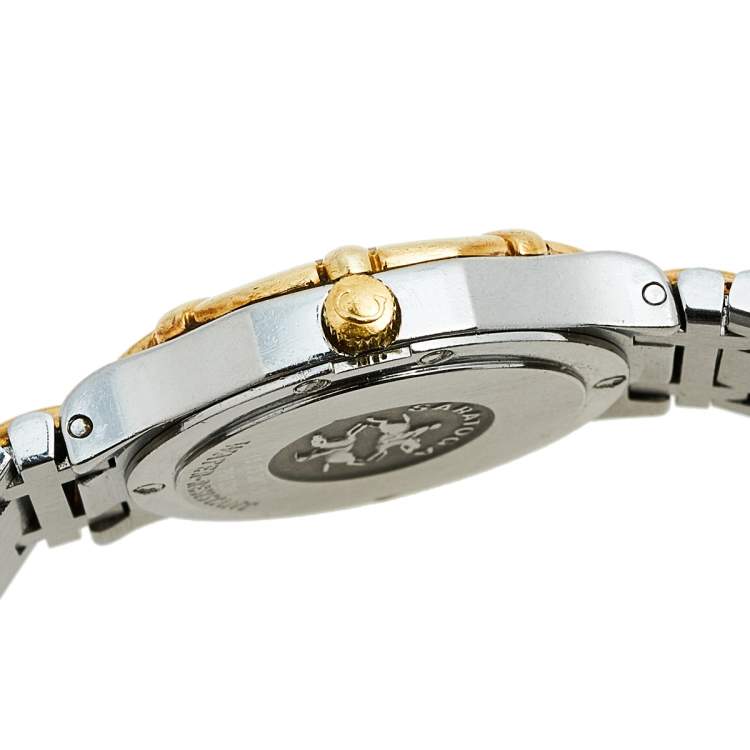 Pre Owned Concord White 18k Yellow Gold Stainless Steel Saratoga 15.73.287/1 Women's Wristwatch 23 mm
