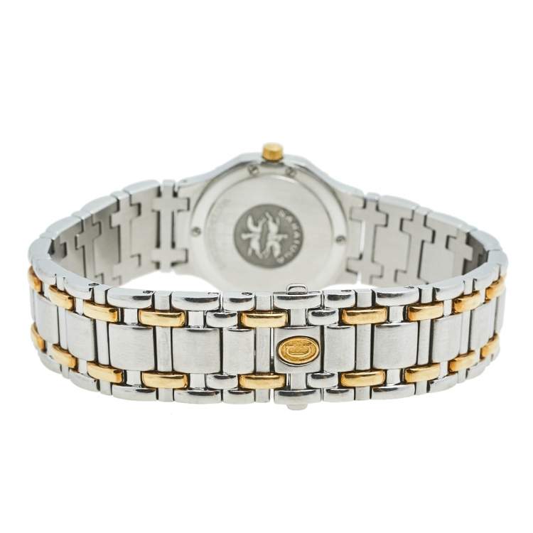Pre Owned Concord White 18k Yellow Gold Stainless Steel Saratoga 15.73.287/1 Women's Wristwatch 23 mm