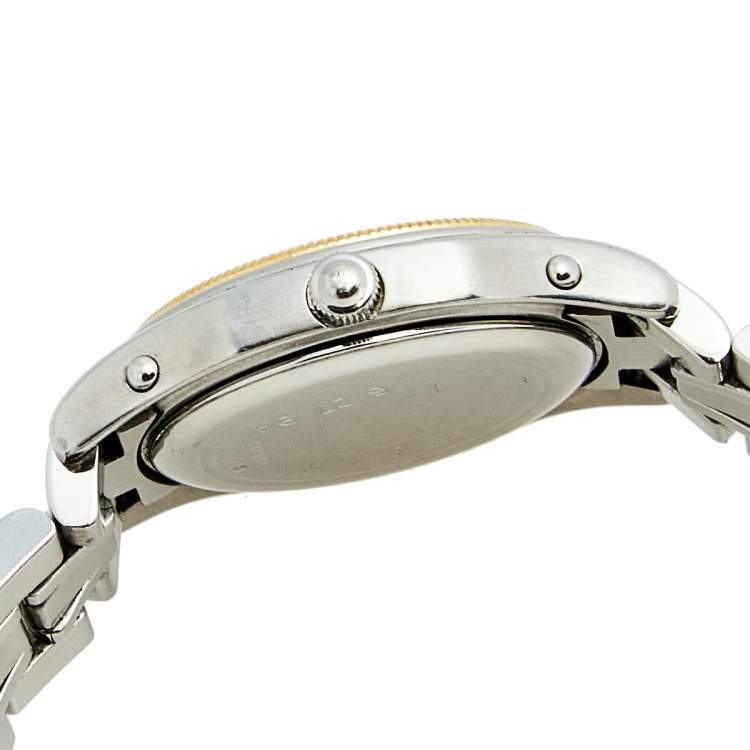 Pre Owned Concord White 18k Yellow Gold Stainless Steel Steeplechase 15.36.260 Women's Wristwatch 26 mm