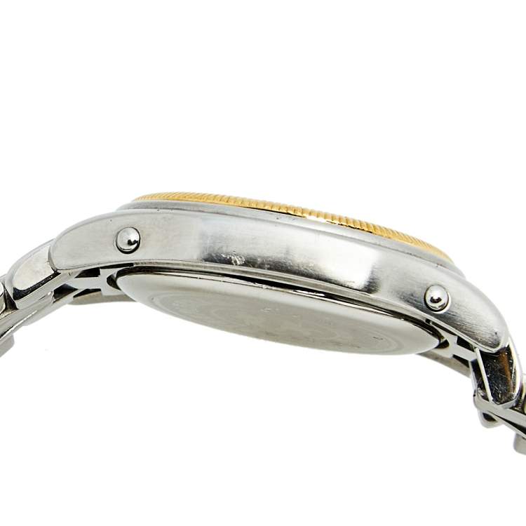 Pre Owned Concord White 18k Yellow Gold Stainless Steel Steeplechase 15.36.260 Women's Wristwatch 26 mm