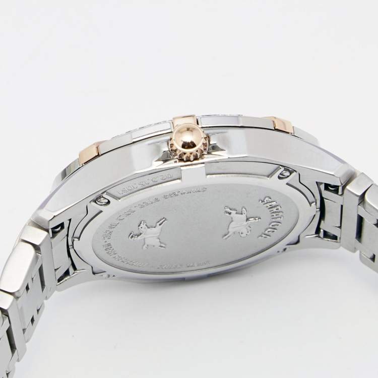 Pre Owned Concord Mother Of Pearl 18K Rose Gold Stainless Steel Diamond Saratoga 320307 Women's Wristwatch 31 mm