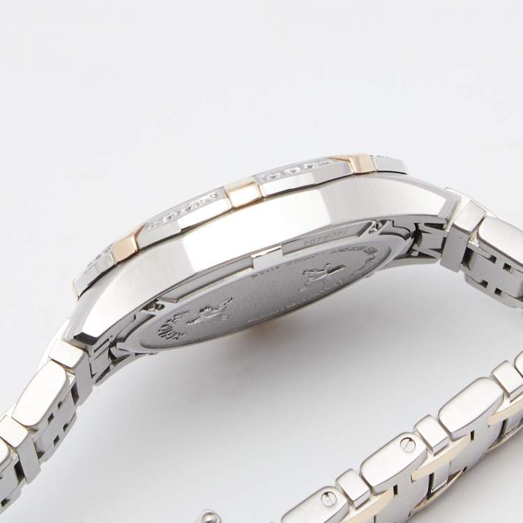 Pre Owned Concord Mother Of Pearl 18K Rose Gold Stainless Steel Diamond Saratoga 320307 Women's Wristwatch 31 mm