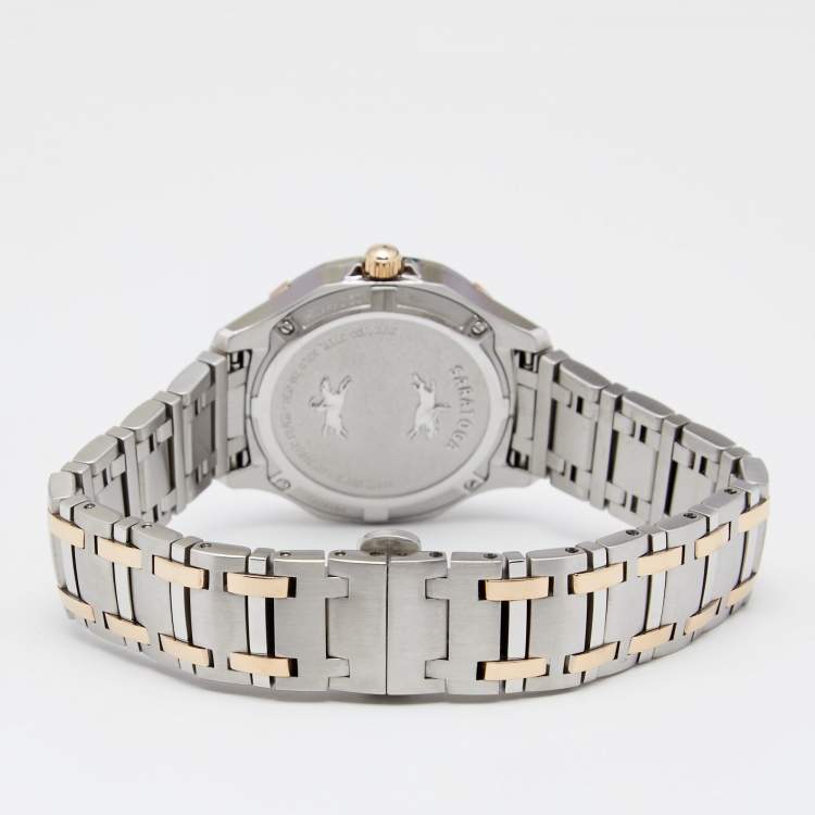 Pre Owned Concord Mother Of Pearl 18K Rose Gold Stainless Steel Diamond Saratoga 320307 Women's Wristwatch 31 mm