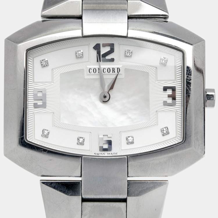 Pre Owned Concord Mother of Pearl Stainless Steel La Scala 14.G2.1490 Women's Wristwatch 39 mm 