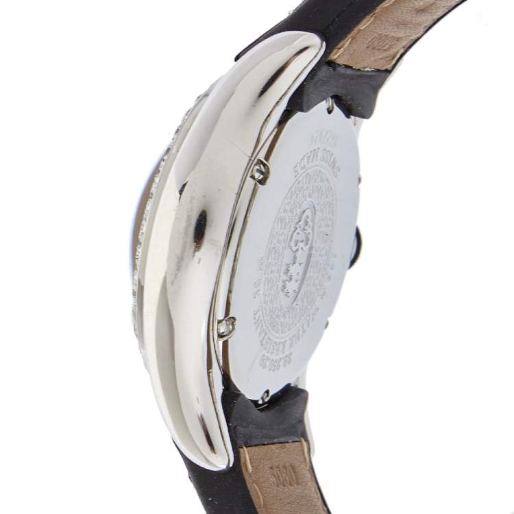 Pre Owned Corum White Stainless Steel & Leather Diamond Bubble 39.250.20 Women's Wristwatch 36 mm