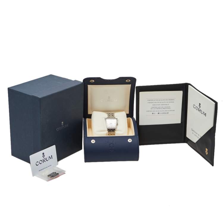 Pre Owned Corum Silver Stainless Steel Diamonds Trapeze 105.404.47 Women's Wristwatch 28 mm