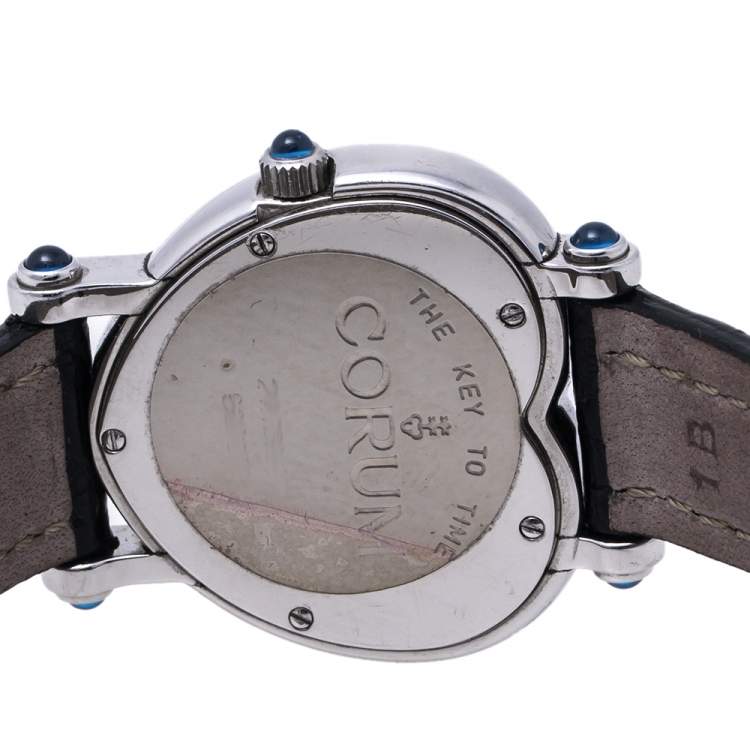 Pre Owned Corum Mother of Pearl Stainless Steel Diamonds Heart Beat 24.183.47 Women's Wristwatch 29.50 mm