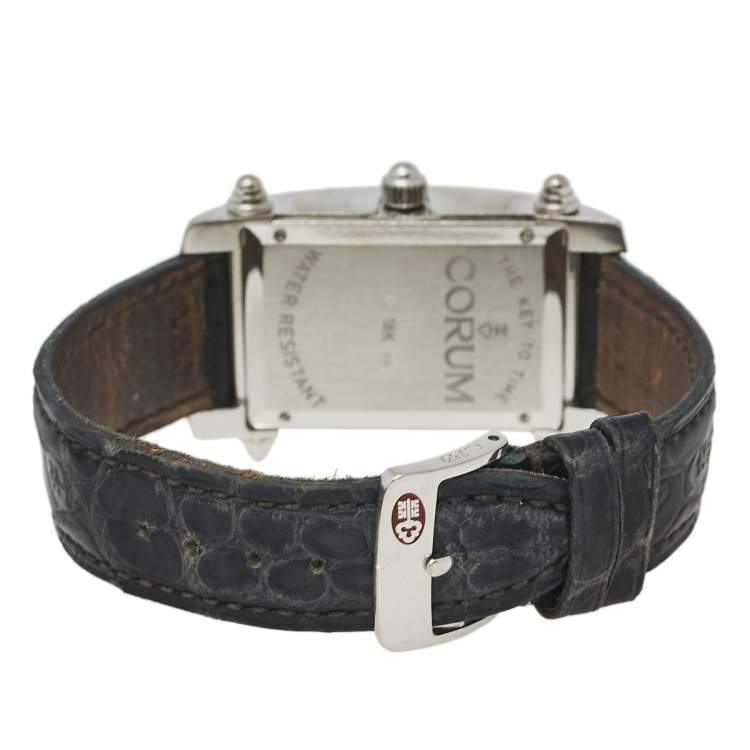 Pre Owned Corum Black 18K White Gold Diamond Pave Moonlight 38.121.69 Women's Wristwatch 25 mm