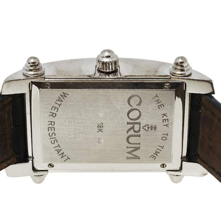 Pre Owned Corum Black 18K White Gold Diamond Pave Moonlight 38.121.69 Women's Wristwatch 25 mm