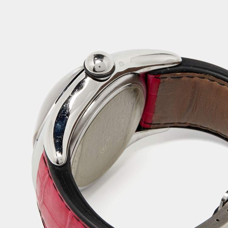 Pre Owned Corum Black Stainless Steel Leather Boutique Bubble 163.150.20 Women's Wristwatch 45 mm