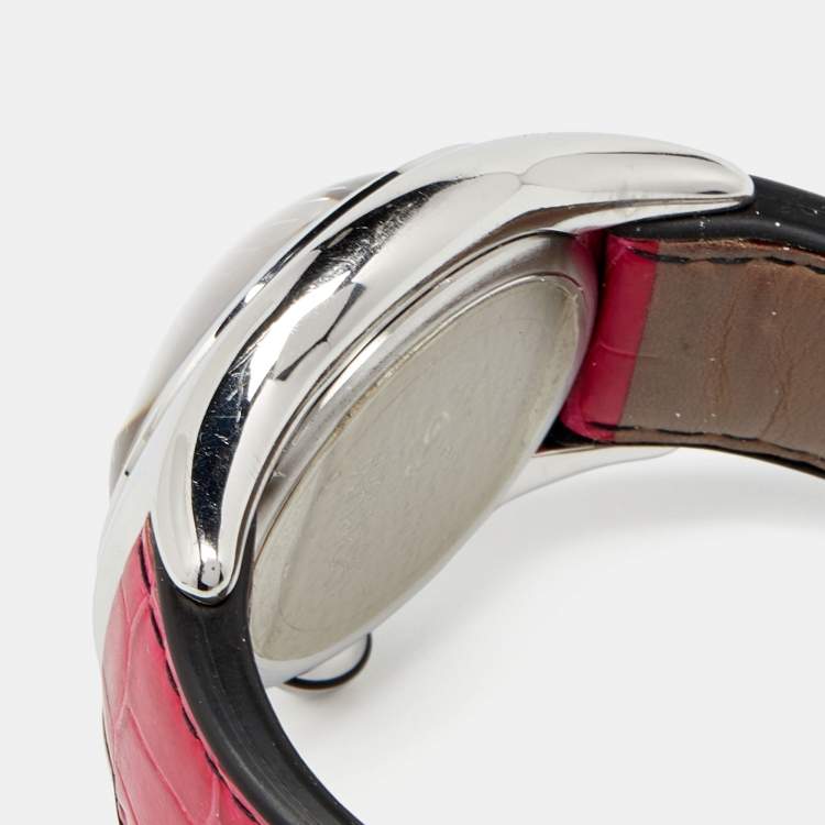 Pre Owned Corum Black Stainless Steel Leather Boutique Bubble 163.150.20 Women's Wristwatch 45 mm