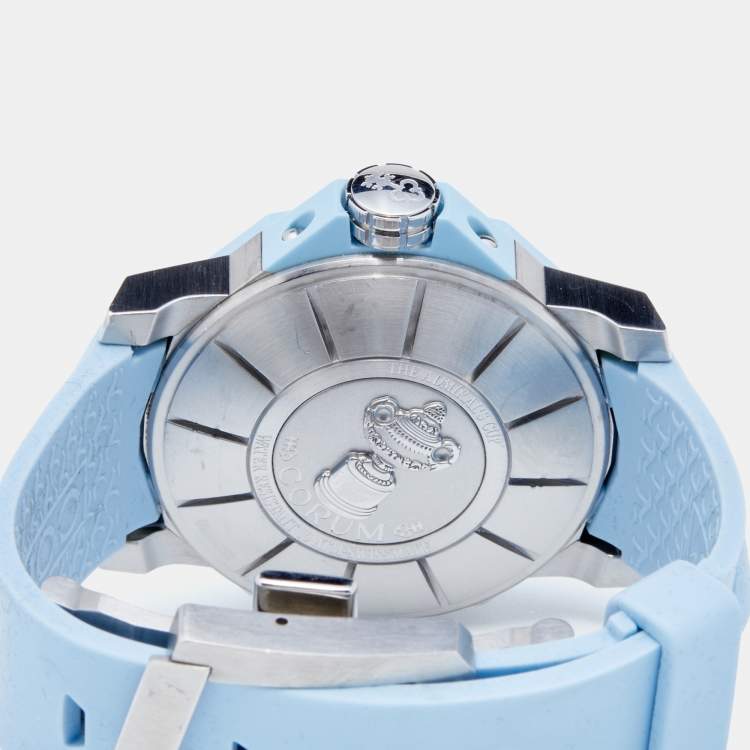 Pre Owned Corum Blue Stainless Steel Diamond Rubber Admiral's Cup 082-953-47-F381-BC32 Women's Wristwatch 40 mm