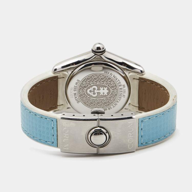 Pre Owned Corum Mother Of Pearl Stainless Steel Diamond Bubble 39.151.47 Women's Wristwatch 36 mm