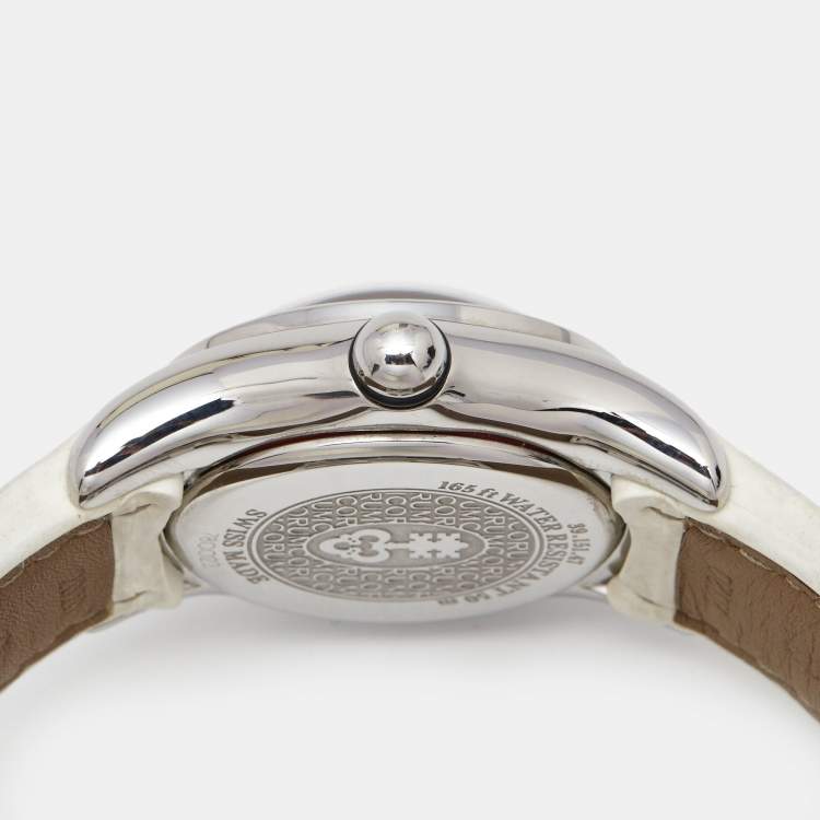 Pre Owned Corum Mother Of Pearl Stainless Steel Diamond Bubble 39.151.47 Women's Wristwatch 36 mm