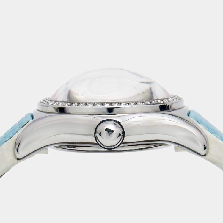 Pre Owned Corum Mother Of Pearl Stainless Steel Diamond Bubble 39.151.47 Women's Wristwatch 36 mm