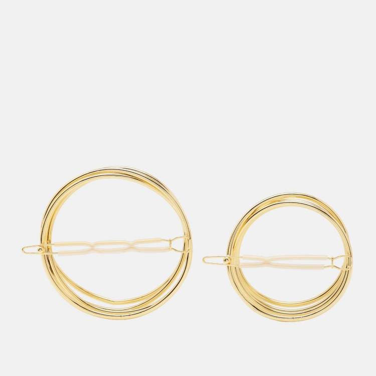 Pre Owned Cult Gaia Gold Tone Circle Hair Clip