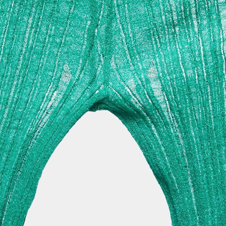 Pre Owned Cult Gaia Green Knit Top & Pants Set S/M
