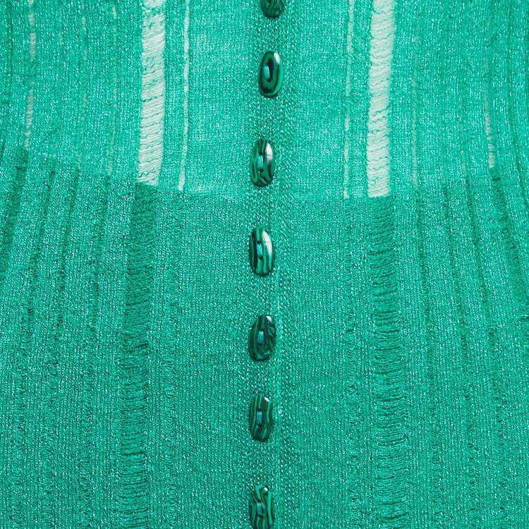 Pre Owned Cult Gaia Green Knit Top & Pants Set S/M