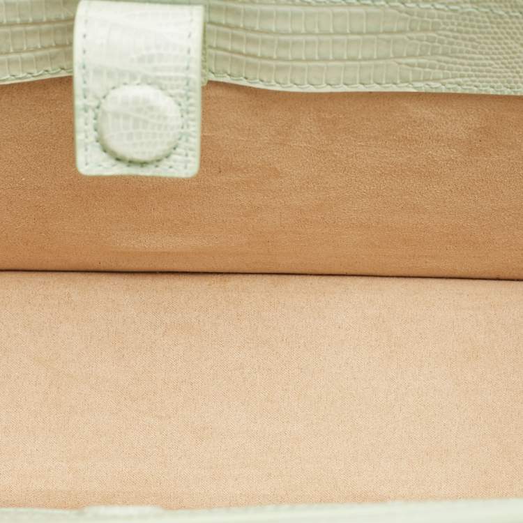 Pre Owned Cult Gaia Mint Green Lizard Embossed Leather Elora Clutch