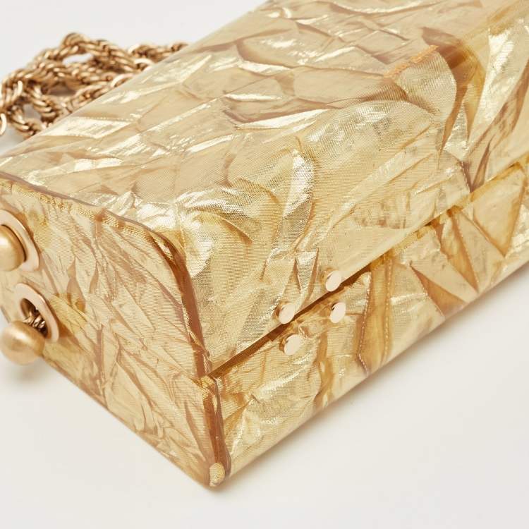 Pre Owned Cult Gaia Gold Acrylic Hajar Shoulder Bag