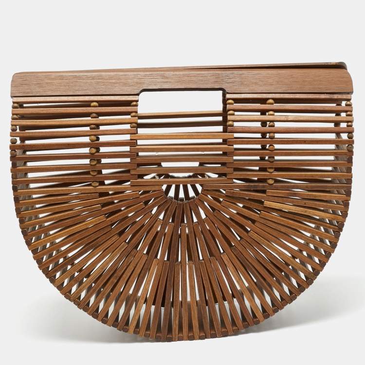 Pre Owned Cult Gaia Brown Bamboo Small Ark Clutch