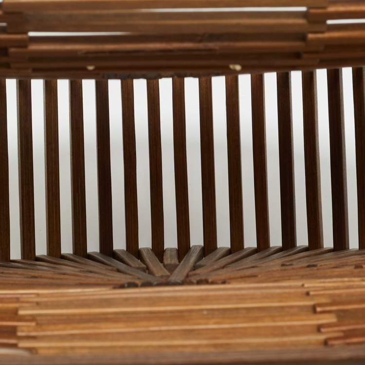 Pre Owned Cult Gaia Brown Bamboo Small Ark Clutch