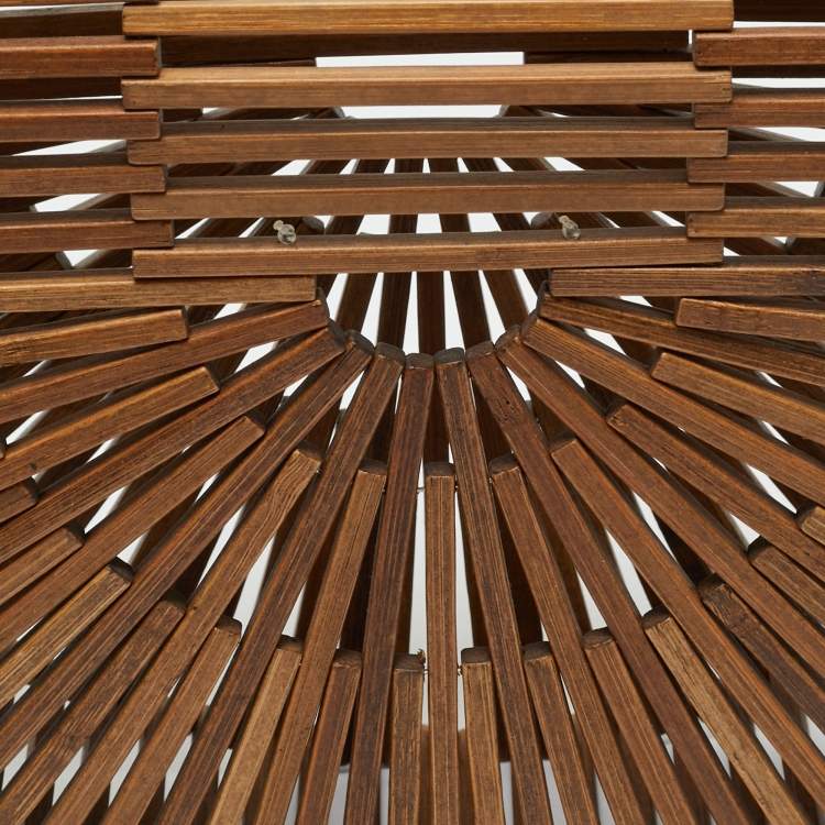 Pre Owned Cult Gaia Brown Bamboo Small Ark Clutch