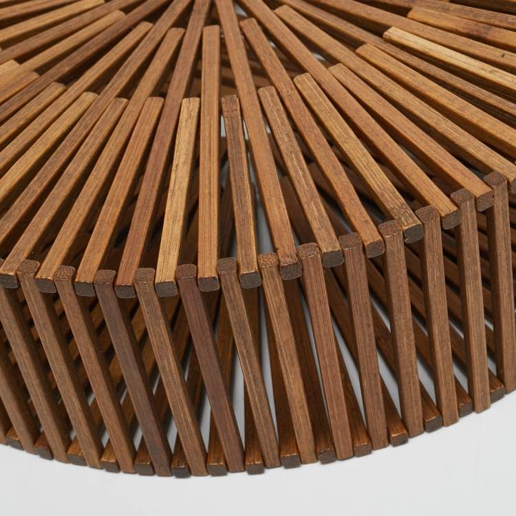 Pre Owned Cult Gaia Brown Bamboo Small Ark Clutch