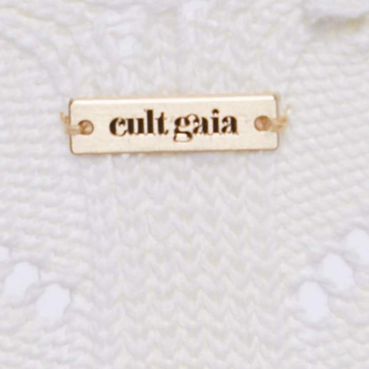 Pre Owned Cult Gaia Cream Patterned Knit Cotton Maxi Dress S