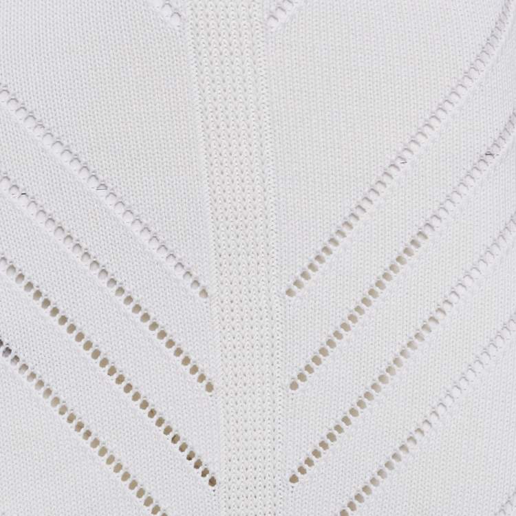 Pre Owned Cult Gaia Cream Patterned Knit Cotton Maxi Dress S