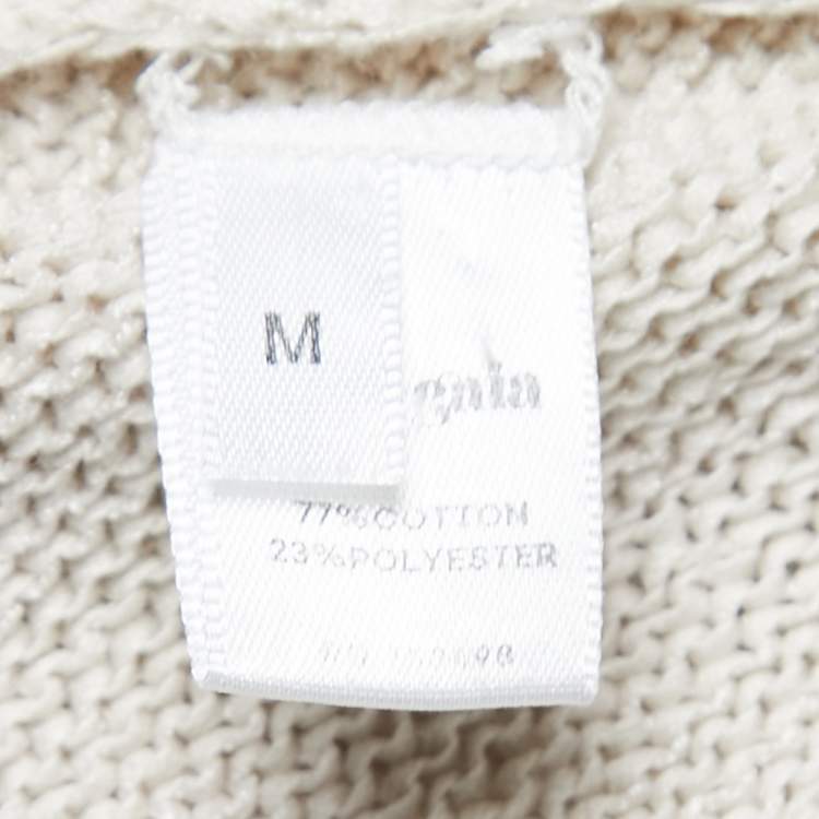 Pre Owned Cult Gaia Beige Knit Bell Sleeve Tie Detail Crop Top M