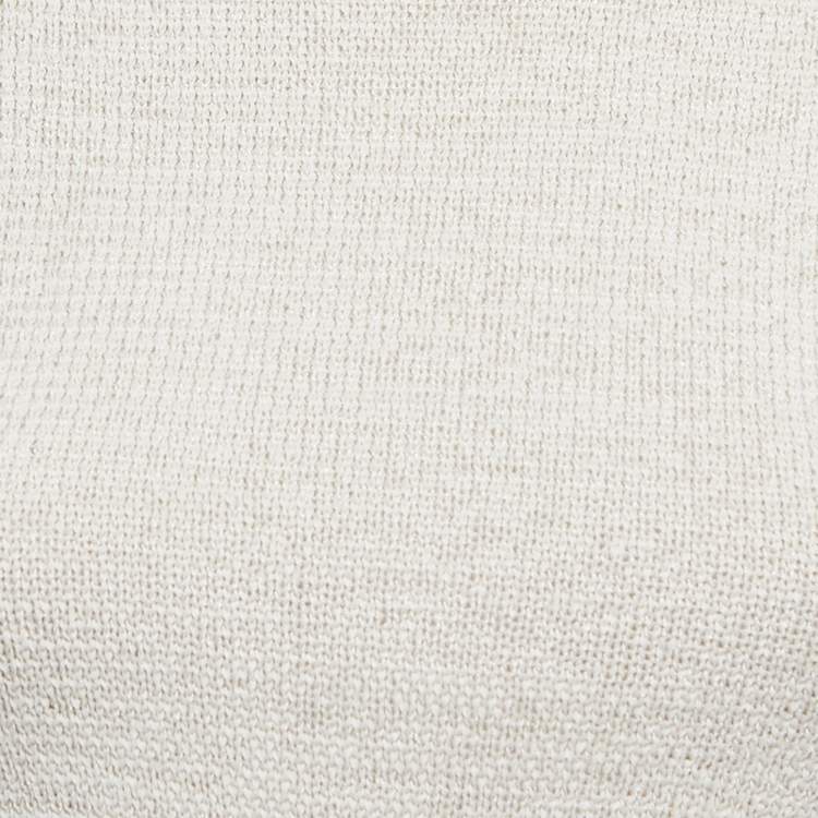 Pre Owned Cult Gaia Beige Knit Bell Sleeve Tie Detail Crop Top M