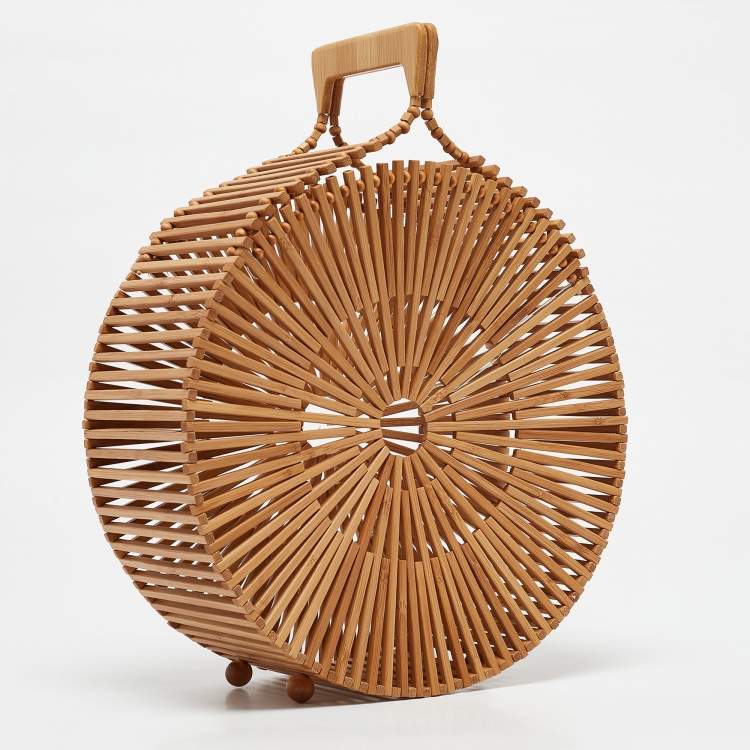 Pre Owned Cult Gaia Tan Bamboo Round Zaha Tote