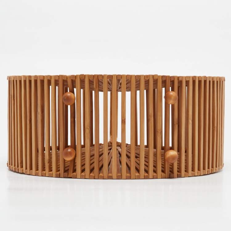 Pre Owned Cult Gaia Tan Bamboo Round Zaha Tote