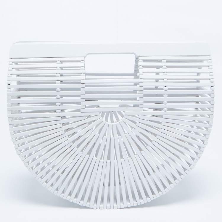 Pre Owned Cult Gaia White Bamboo Small Ark Top Handle Bag