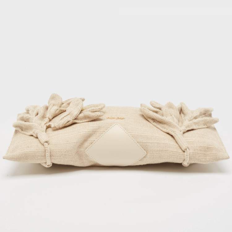 Pre Owned Cult Gaia Natural Woven Fabric Hera Shoulder Bag