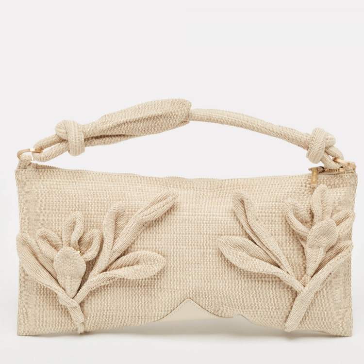 Pre Owned Cult Gaia Natural Woven Fabric Hera Shoulder Bag