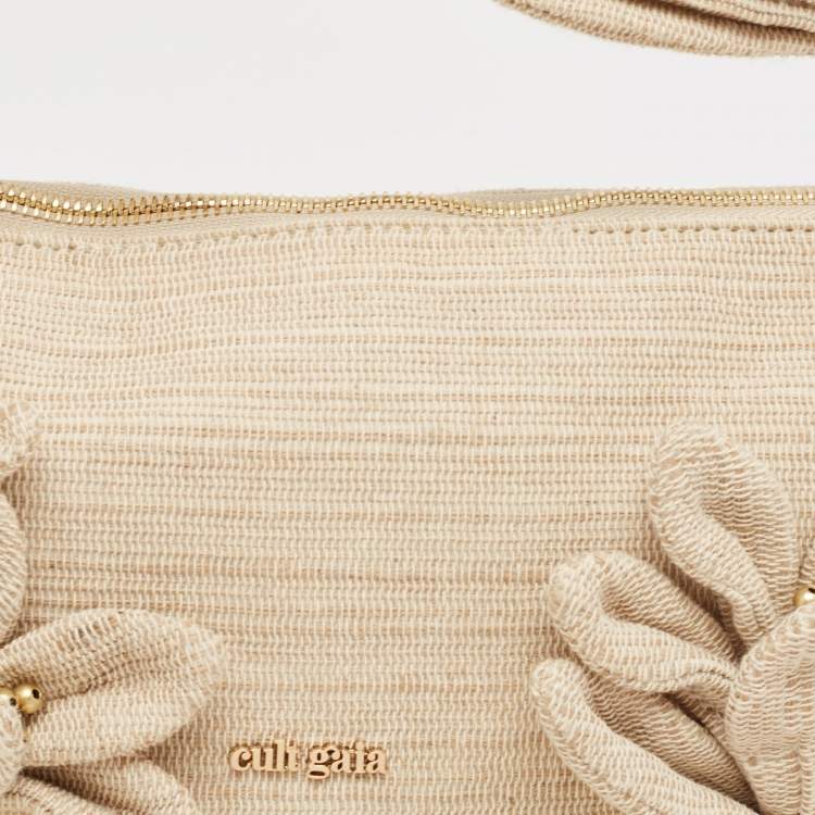 Pre Owned Cult Gaia Natural Woven Fabric Hera Shoulder Bag