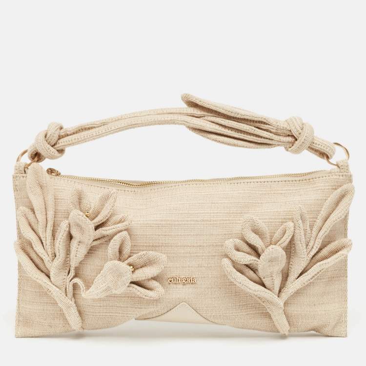 Pre Owned Cult Gaia Natural Woven Fabric Hera Shoulder Bag