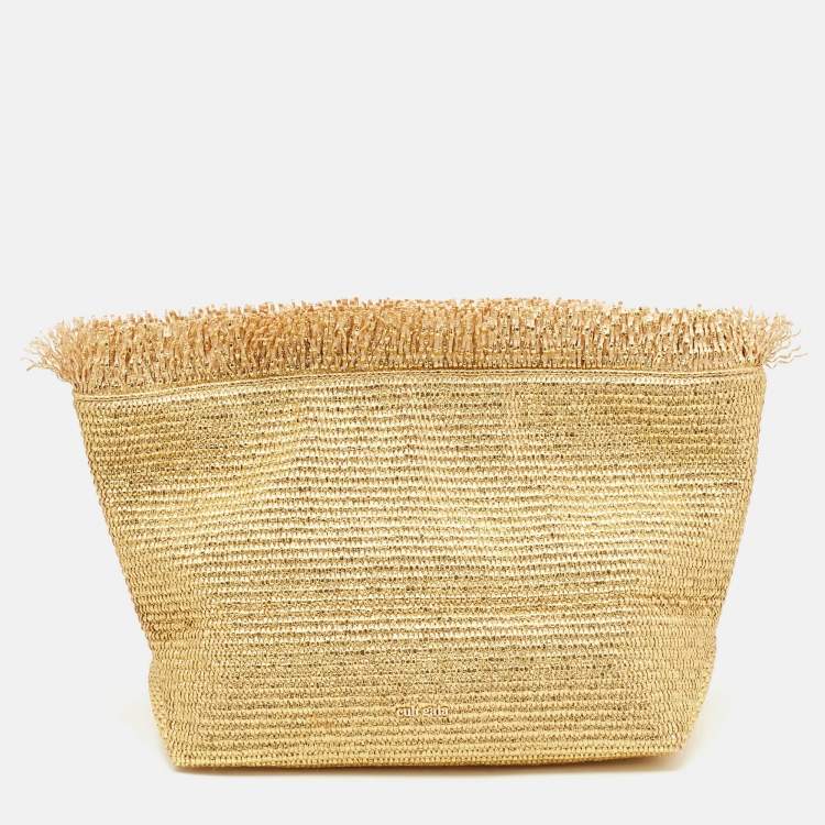 Pre Owned Cult Gaia Gold Woven Foil Fabric Shanti Clutch