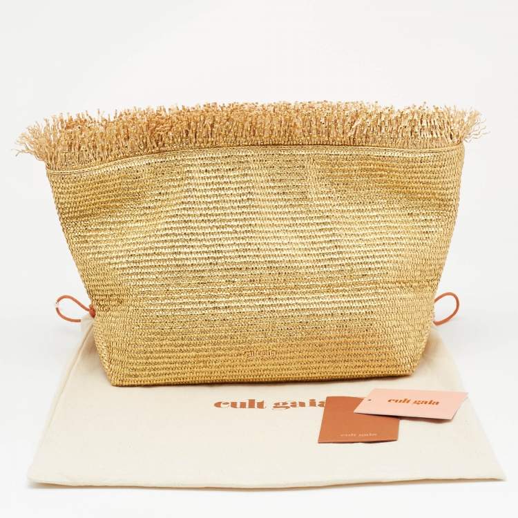 Pre Owned Cult Gaia Gold Woven Foil Fabric Shanti Clutch