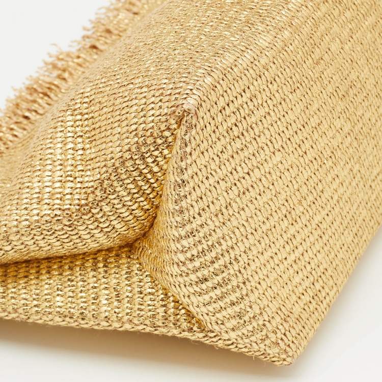 Pre Owned Cult Gaia Gold Woven Foil Fabric Shanti Clutch