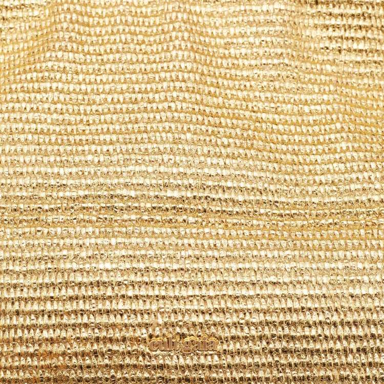 Pre Owned Cult Gaia Gold Woven Foil Fabric Shanti Clutch