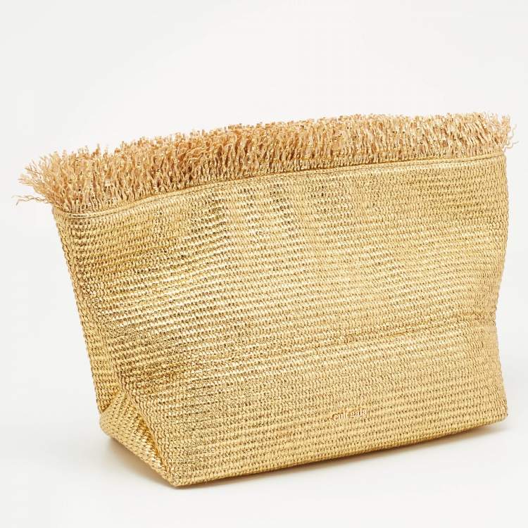 Pre Owned Cult Gaia Gold Woven Foil Fabric Shanti Clutch