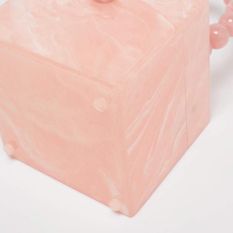 Pre Owned Cult Gaia Pink Marble Print Acrylic EOS Box Bag