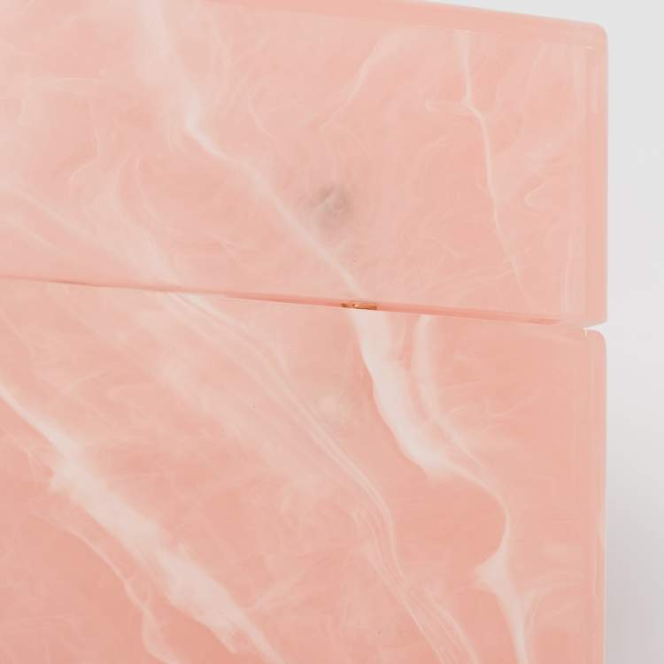 Pre Owned Cult Gaia Pink Marble Print Acrylic EOS Box Bag