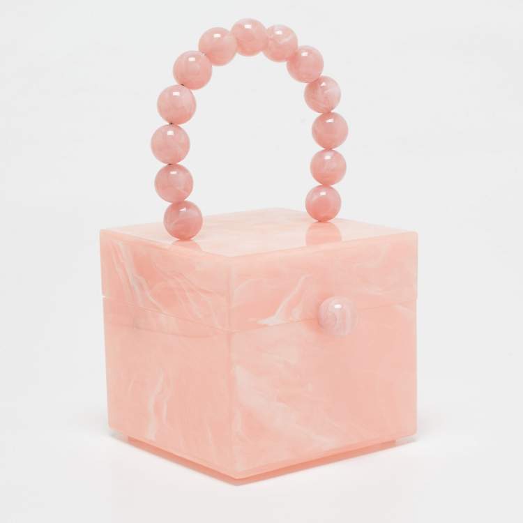 Pre Owned Cult Gaia Pink Marble Print Acrylic EOS Box Bag